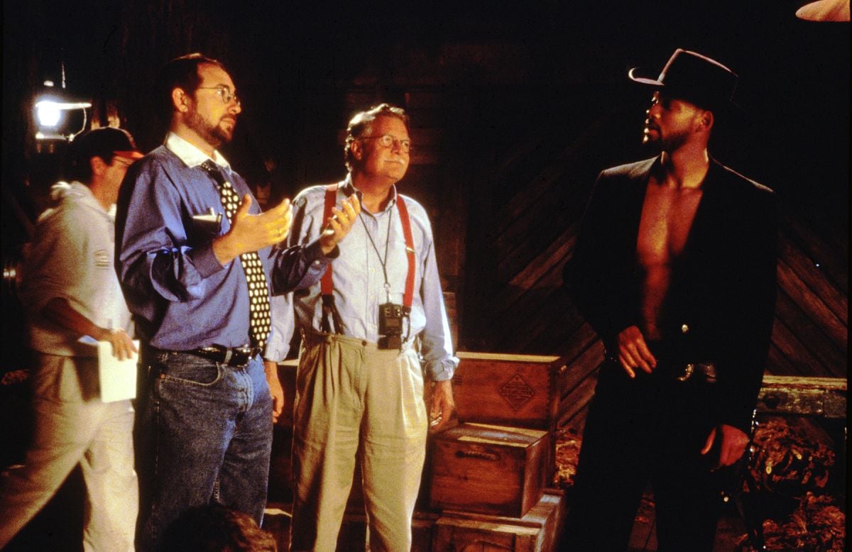 Ballhaus listens as cinematographer-turned-director Barry Sonnenfeld offers suggestions to actor Will Smith on the set of the 1999 comedy Wild Wild West.
